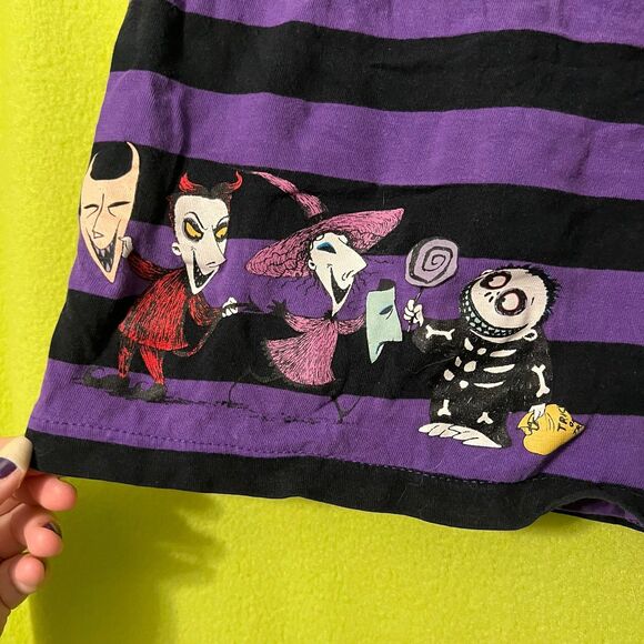 Tim Burton Nightmare Before Christmas Striped Sleep Shorts PJ Disney Purple xl - Picture 2 of 5